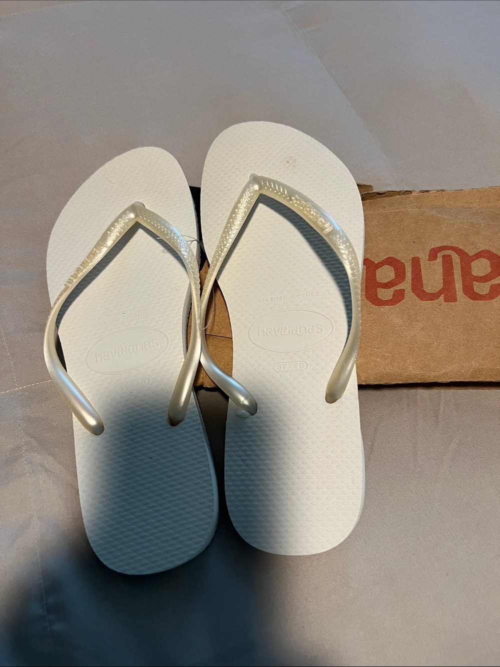 Havaianas Women's Flip Flops in White with Pearl Straps